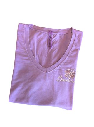 Maglietta Lilla Manica Lunga Scollo V