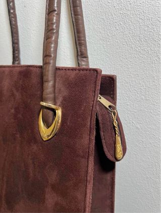 Bolso de piel y ante marrón