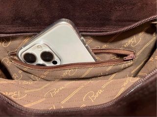 Bolso de piel y ante marrón
