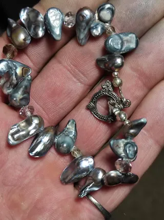 Pulsera Amatista y Perlas Plata