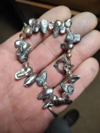 Pulsera Amatista y Perlas Plata