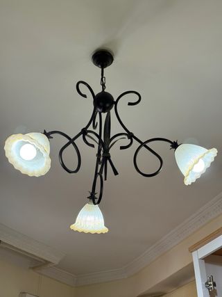 Lámpara de techo floral de hierro forjado