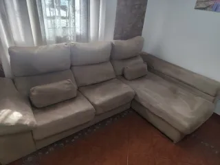 Sofá modular beige de tela