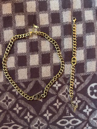 Collar y pulsera Dior dorados acero !