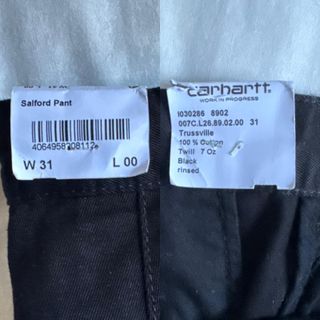 CARHARTT PANTALONES CHINOS PINZAS NEGRO HOMBRE 31