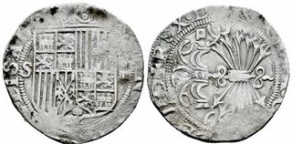 Moneda Plata 4 reales reyes catolicos onza oro ngc