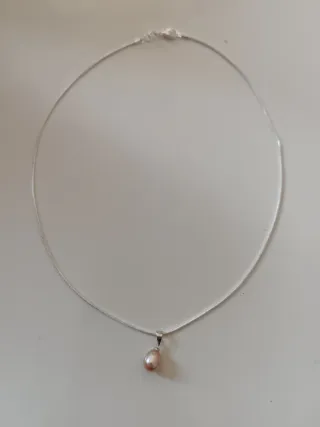 Colgante Plata y Perla Rosa en Caja