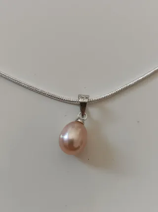 Colgante Plata y Perla Rosa en Caja