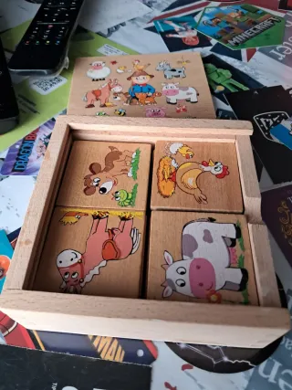 Juego de memoria de madera con animales