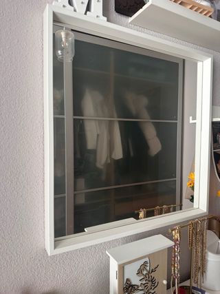 Espejo de pared cuadrado madera blanco