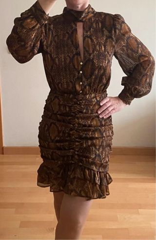 Vestido Zara Marrón Dorado Talla M