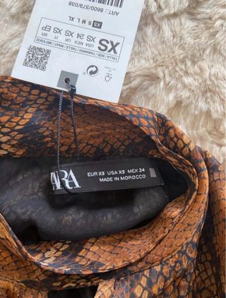 Vestido Zara Marrón Dorado Talla M