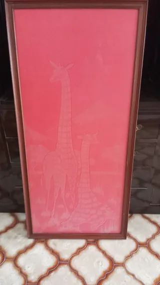 Cuadro Jirafas Cristal y Madera