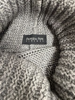 Poncho donna grigio collo alto