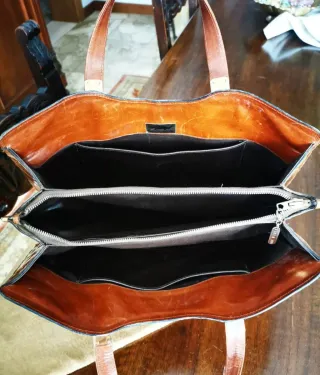 Borsa vera pelle coccodrillo GB marrone