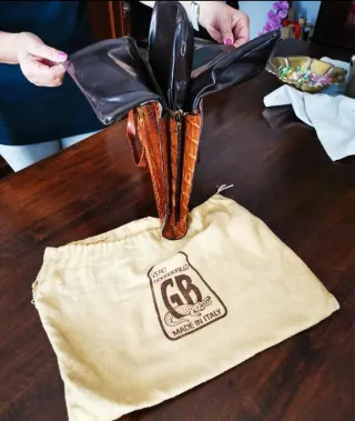 Borsa vera pelle coccodrillo GB marrone