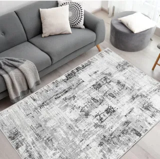 Alfombra Grande Lavable Gris y Blanca