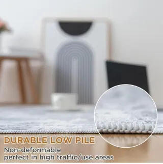 Alfombra Grande Lavable Gris y Blanca