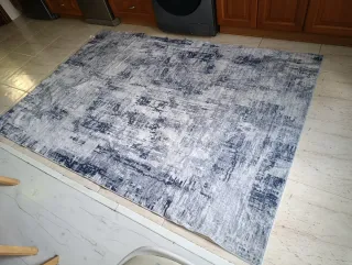 Alfombra Grande Lavable Gris y Blanca