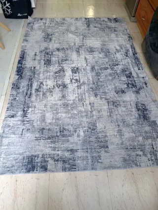 Alfombra Grande Lavable Gris y Blanca