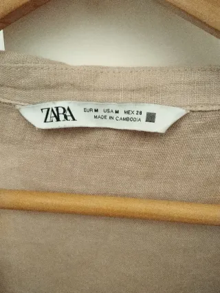 Camisa Zara Lino Beige