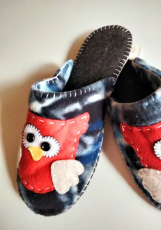 Pantofole gufetto in pile e feltro