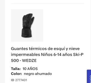 Guantes térmicos esquí nieve Wedze 10 años