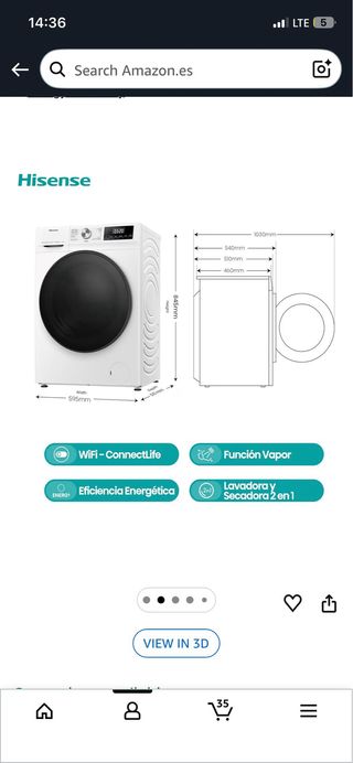 Washing M Lavadora-Secadora Hisense 8kg/5kg ClaseA