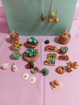 Miniatura per presepe: frutta, verdura, animali