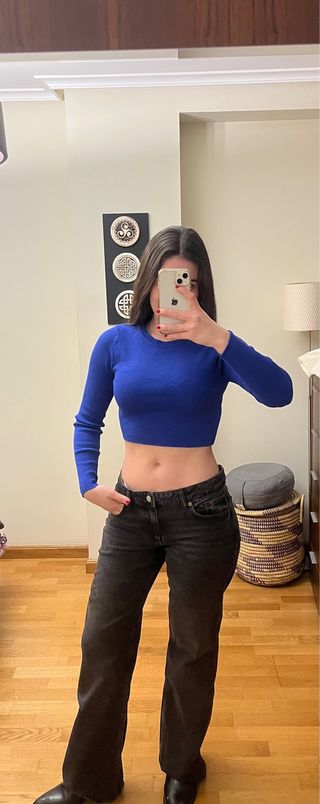 Jersey fino azul eléctrico Zara Talla S