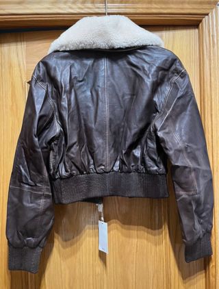 Cazadora de cuero Mango marrón