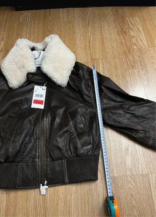 Cazadora de cuero Mango marrón