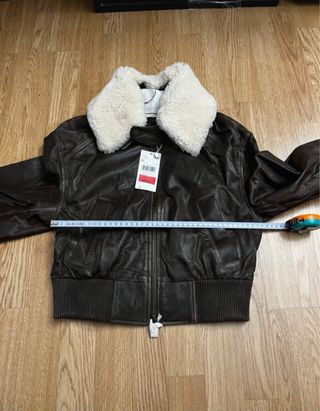 Cazadora de cuero Mango marrón