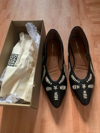 Bailarinas Gioseppo Piel Negras Bordadas