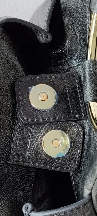 Borsa Pollini Pelle Nera Dettagli Oro