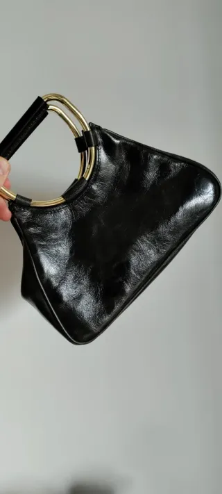 Borsa Pollini Pelle Nera Dettagli Oro