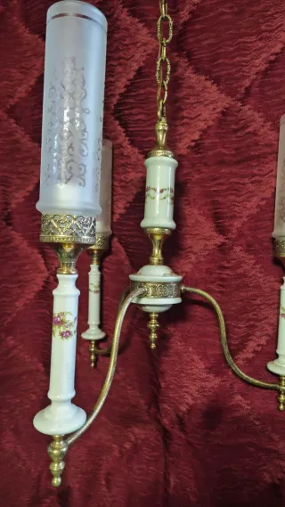 Lampadario e coppia lampade per comodino anni '70