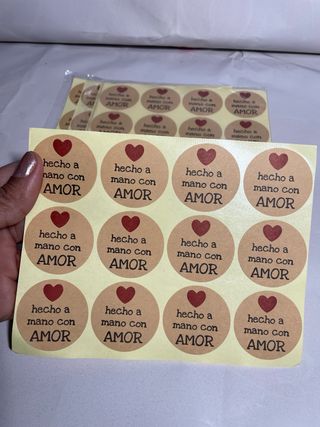 50 Pegatinas Hecho a Mano con Amor