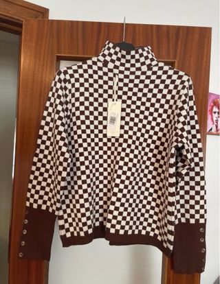 Jersey cuadros cuello alto