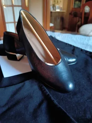 Zapatos Punto Roma Piel Negros Sin Estrenar