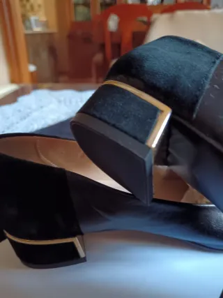 Zapatos Punto Roma Piel Negros Sin Estrenar