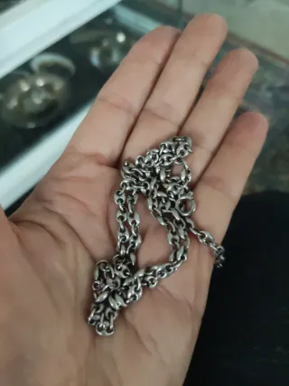 Catena Argentata lunga vintage circa 58 cm maglia