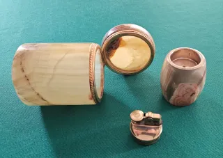 Set Alabastro Vintage Contenitore e Accendino