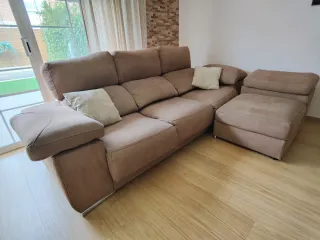 Sofá cheslong marrón