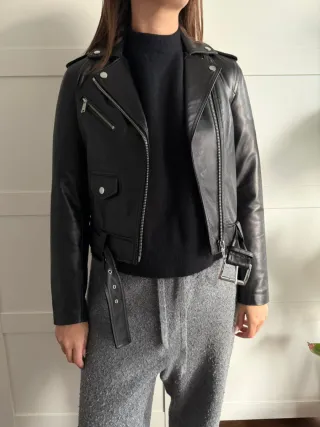 Giacca Moto Pelle Michael Kors Nera