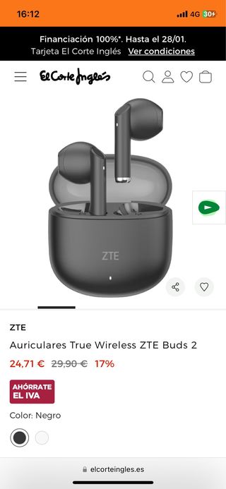 ZTE Buds Auriculares Bluetooth Blancos/Negros