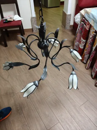 Lámpara colgante metal y cristal