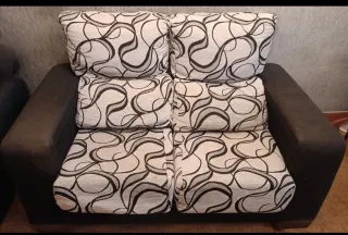 Sofá 2 plazas tela blanco y negro