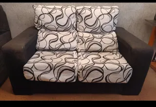 Sofá 2 plazas tela blanco y negro