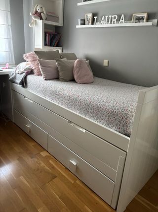 Cama nido DM + escritorio + cajonera y estanteria